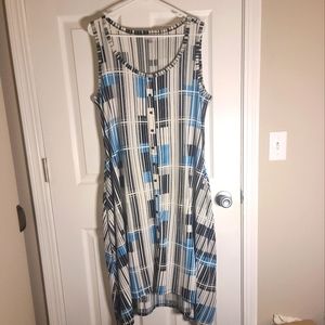Avenue Colorful Blue and Black Stripe Dress with Pockets  Size 14 - 16